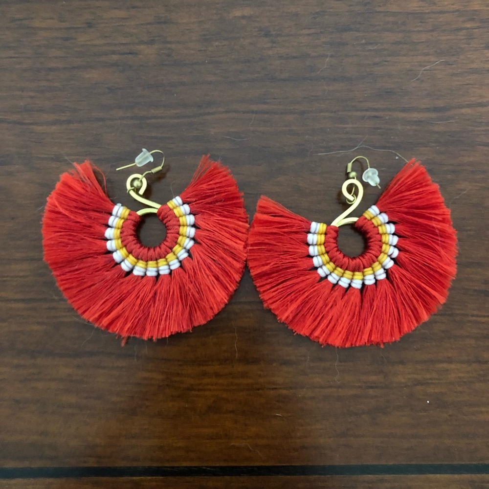 Feathered Statement Earrings - image 1